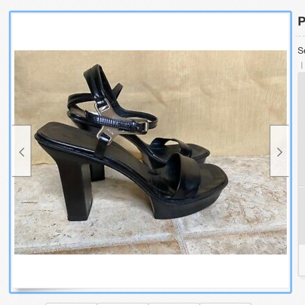 VINTAGE PRADA BLACK NERO LEATHER PLATFORM SANDAL 8/38